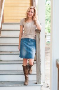 denim skirt with cowboy boots