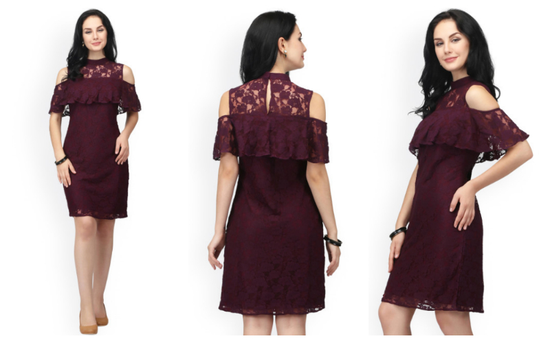 maroon net dress for valentine