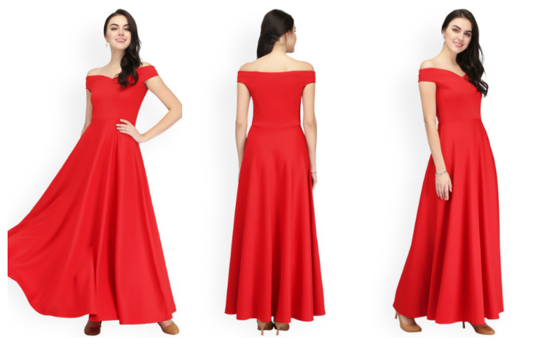 red valentine dress long