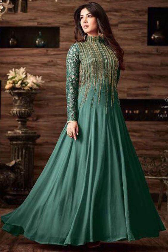 Long Anarkali dress styled with Jacket