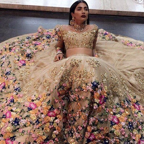 floral bridal lehnga