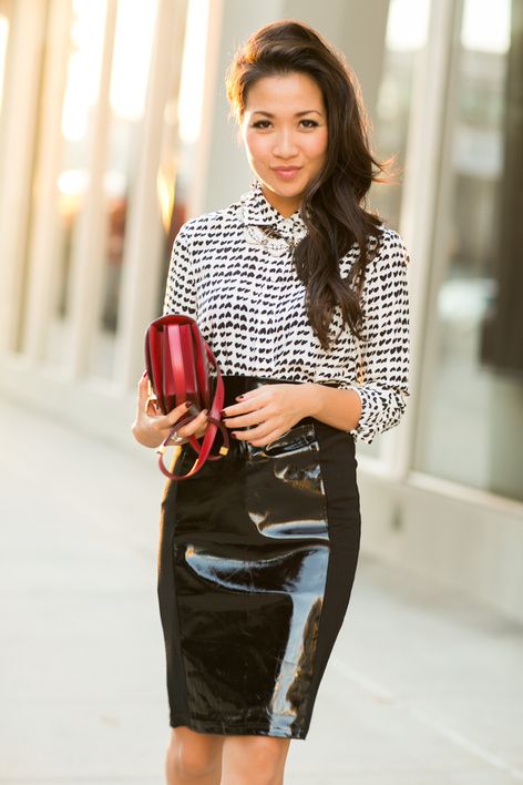 Silk blouse and Pencil skirt