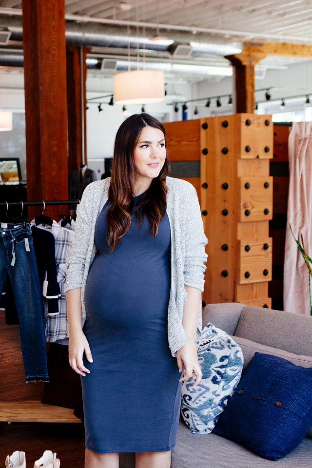cute pastel sweater over your favorite tank for maternity