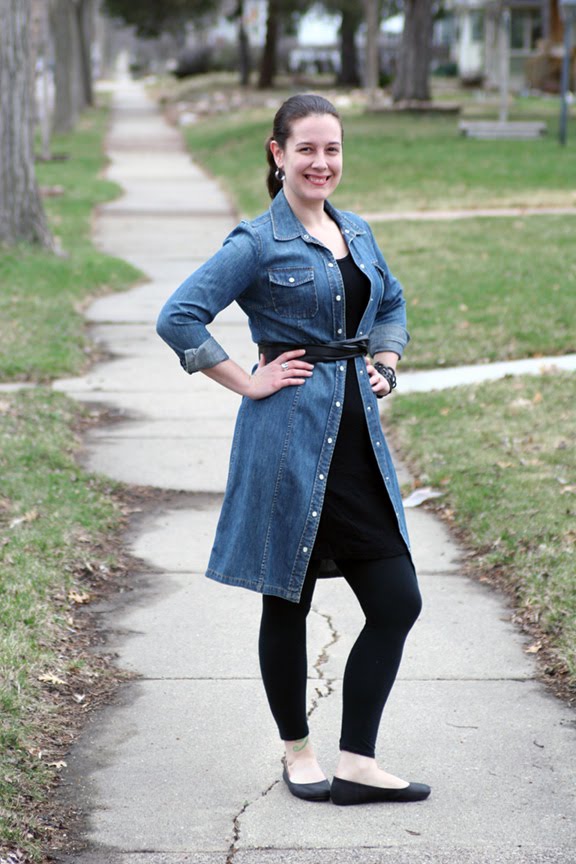 denim dress with legging