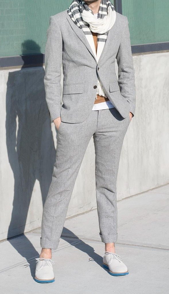 Grey-suit-With-Striped-T-shirt-Sacrf-for-Men