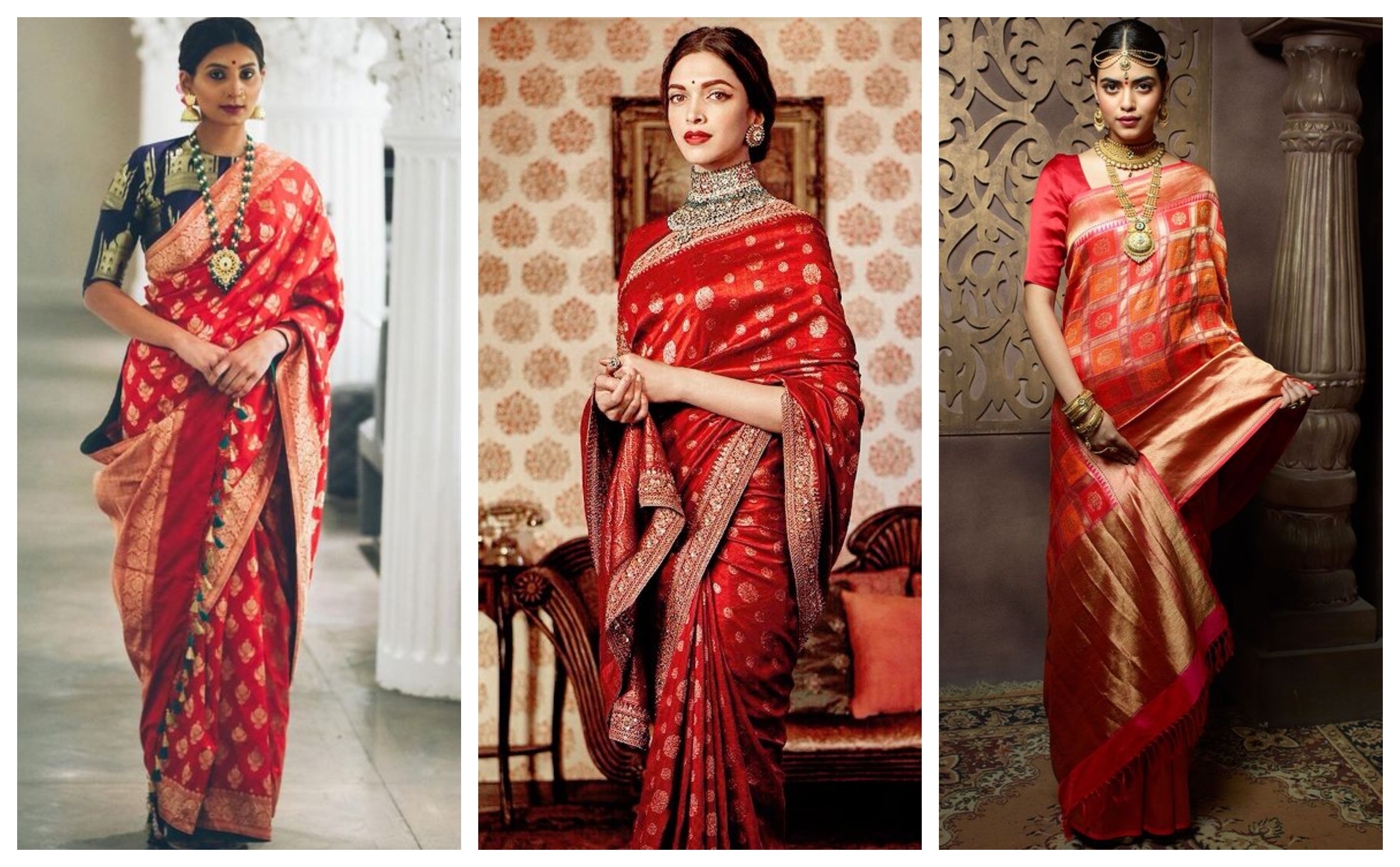 red banarsi saree for karva chauth