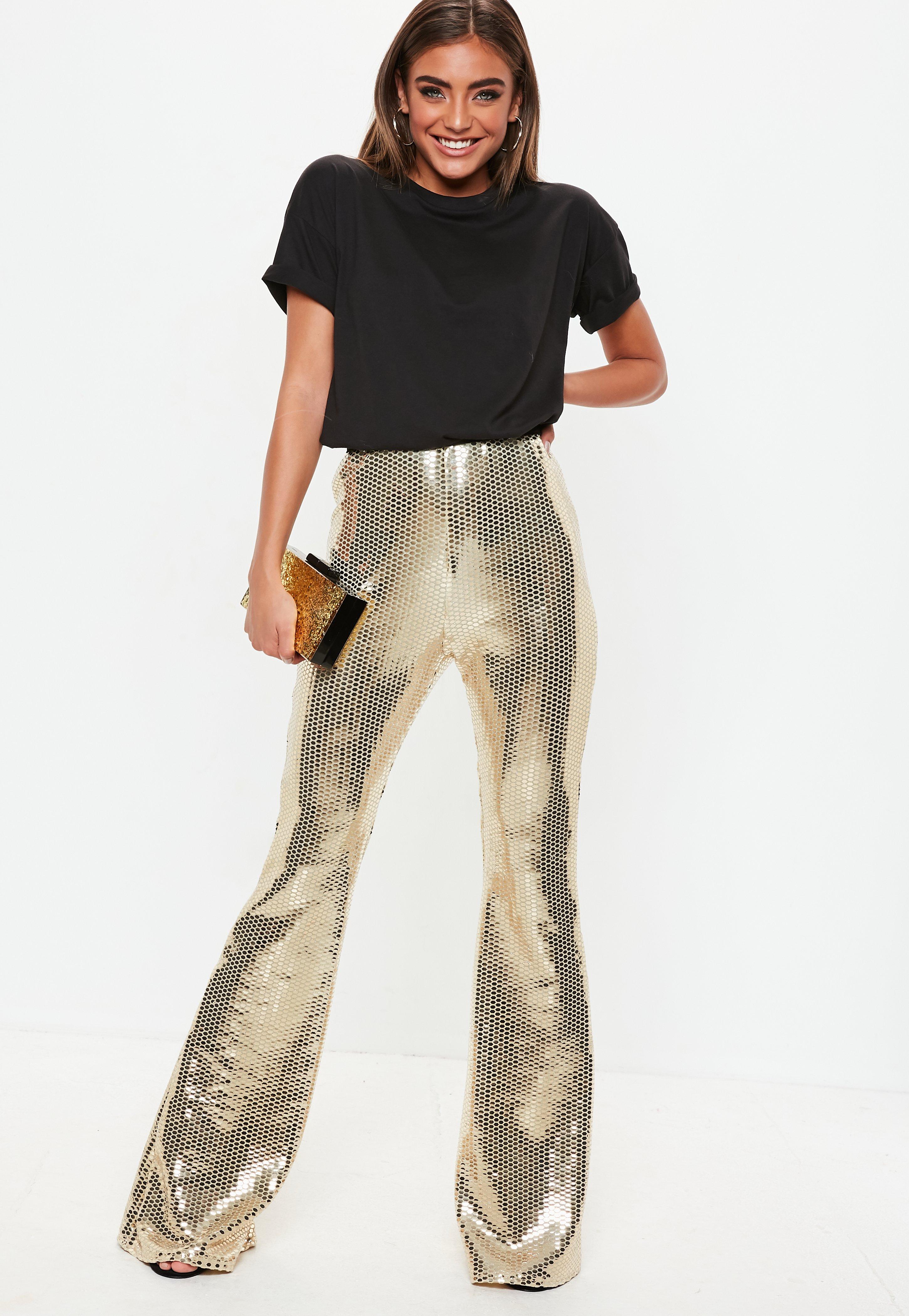 gold-sequin-flare-pants