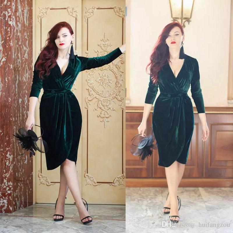 sexy emerald green velvet evening dresses