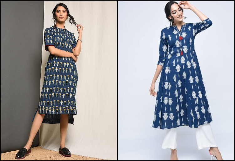 indigo party wear kurti