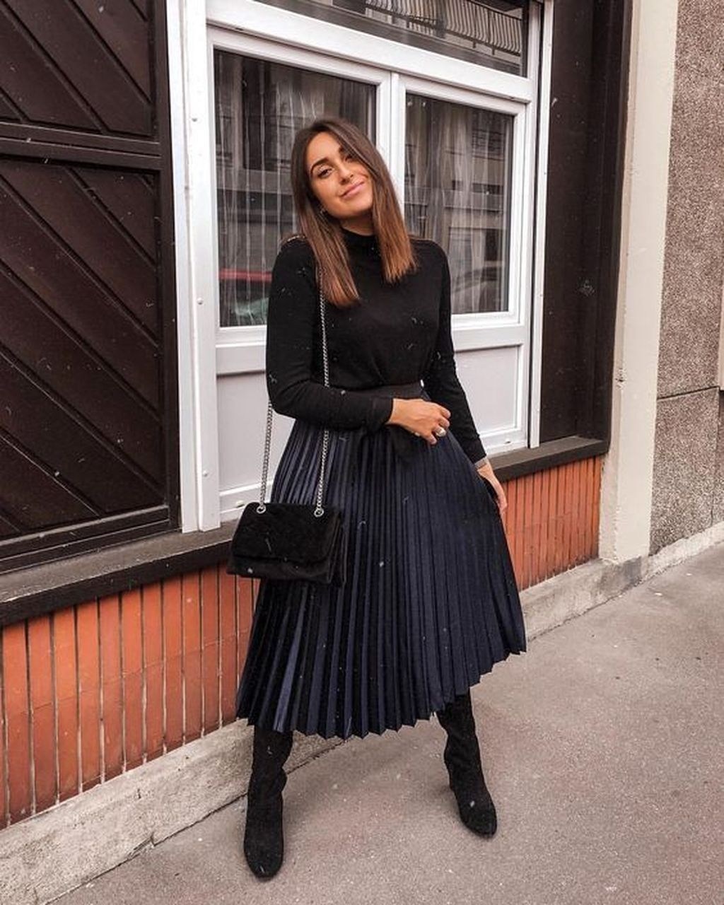 pleated skirt outfits for winter