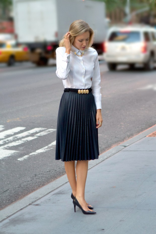 pleated skirt with shirt