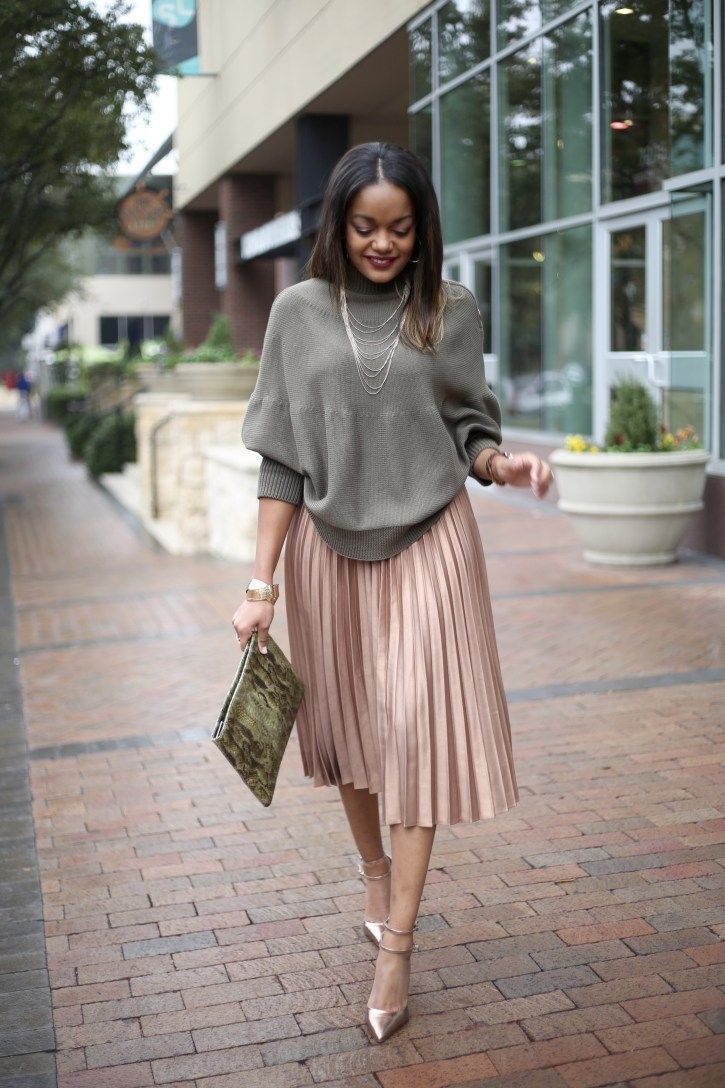 pleated skirt with oversized jumper