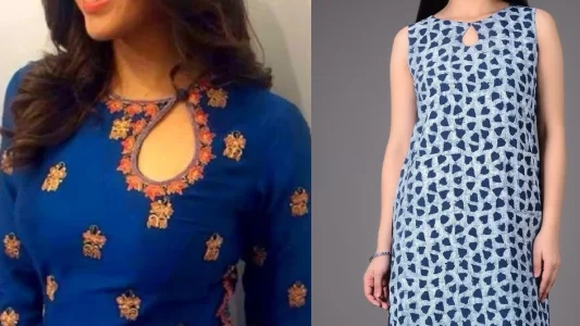 Boat Neck Kurti Neck Designs
