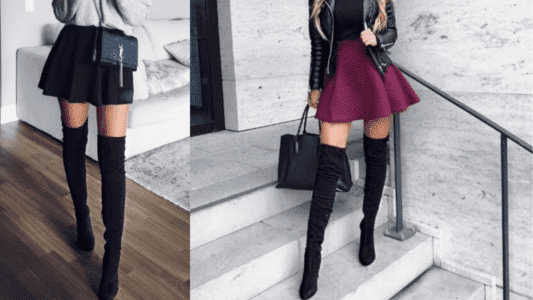 Skirt with Knee High Boots