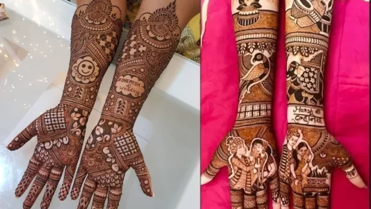 Smiley and names Bridal Mehndi Designs